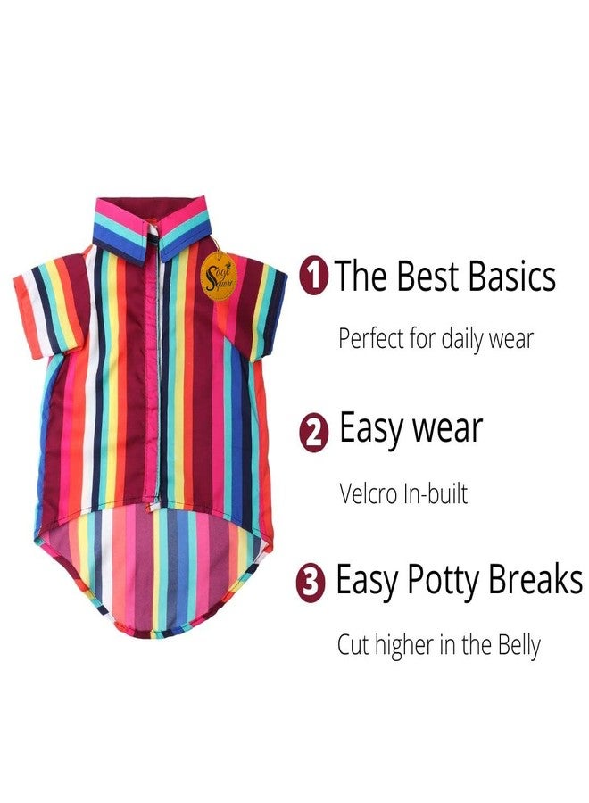 سايج سكوير قميص كلاب مطبوع عليه رسومات مربعة جريئة، قميص كلاب عصري، فائق النعومة وخفيف الوزن، ملابس كلاب مريحة وجيدة التهوية، زي عصري (مقاس كبير جدًا - 28 بوصة) (طبعة مخططة ملونة) - Image 5